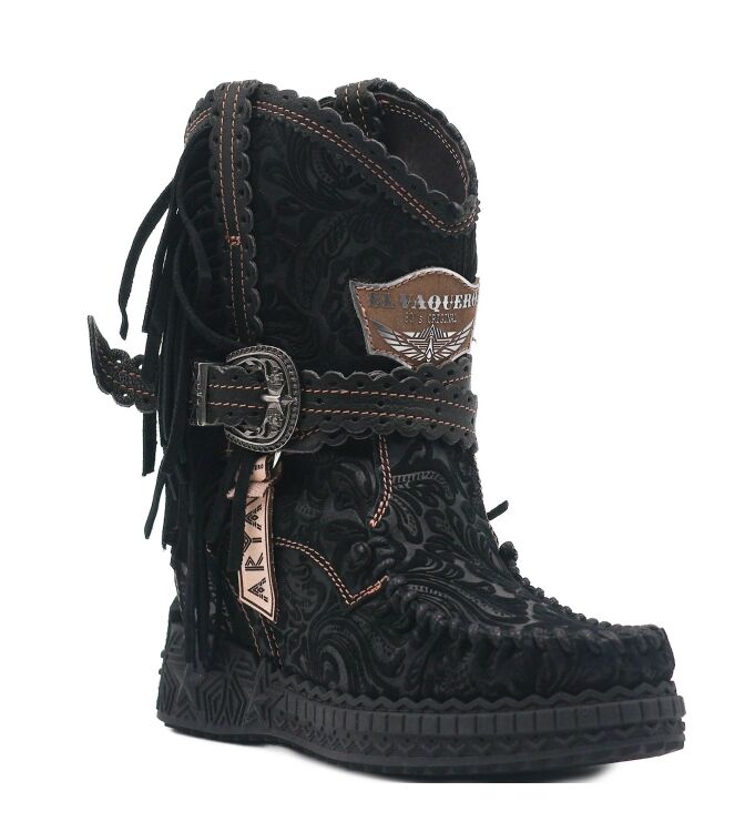 El Vaquero El Vaquero dames enkelboots sleehak zwart Arya Charrito Ombra El Vaquero Dames Enkellaarzen met Sleehak in Zwart online kopen
