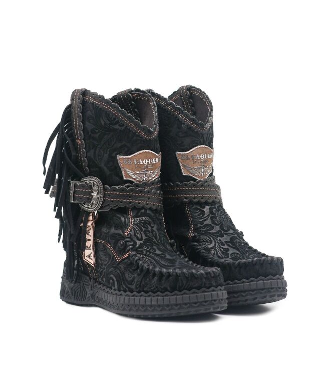El Vaquero El Vaquero dames enkelboots sleehak zwart Arya Charrito Ombra El Vaquero Dames Enkellaarzen met Sleehak in Zwart online kopen