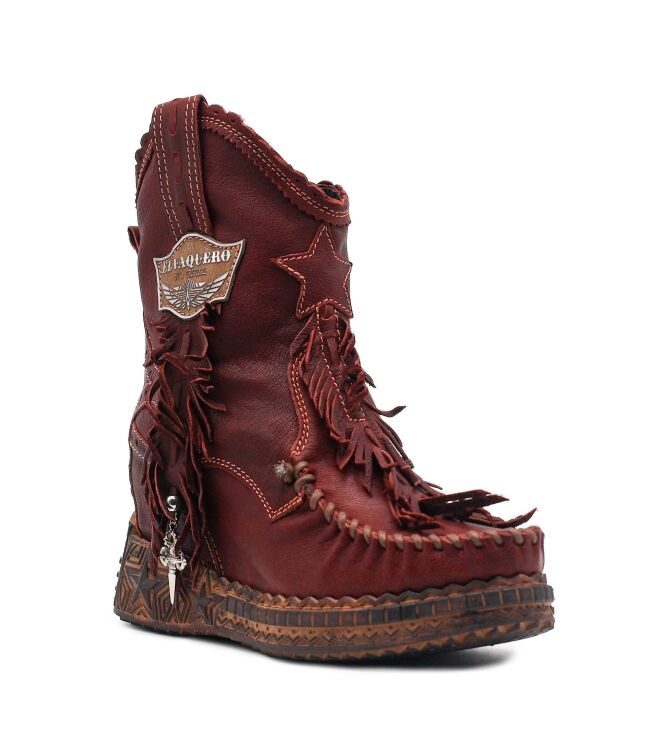 El Vaquero El Vaquero dames enkelboots sleehak rood Hanid Creep Vino El Vaquero Dames Enkellaarzen met Sleehak in Wijn Rood online kopen