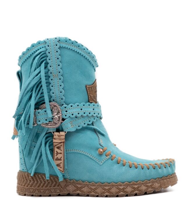 El Vaquero El Vaquero dames enkellaarzen sleehak blauw Marine El Vaquero Dames Enkellaarzen met sleehak in Turquoise Blauw online kopen