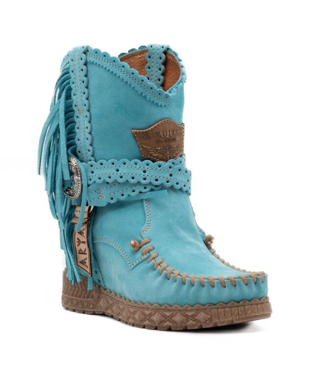 El Vaquero El Vaquero dames enkellaarzen sleehak blauw Marine El Vaquero Dames Enkellaarzen met sleehak in Turquoise Blauw online kopen