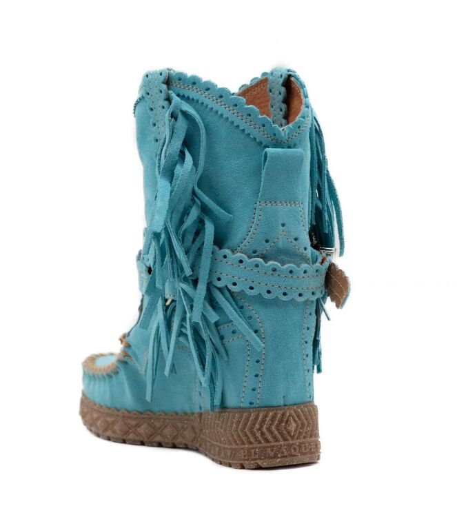 El Vaquero El Vaquero dames enkellaarzen sleehak blauw Marine El Vaquero Dames Enkellaarzen met sleehak in Turquoise Blauw online kopen