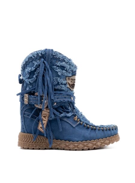 El vaquero Dames enkelboots sleehak blauw