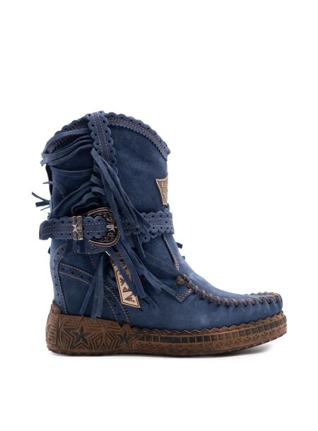El vaquero Dames enkellaars sleehak blauw