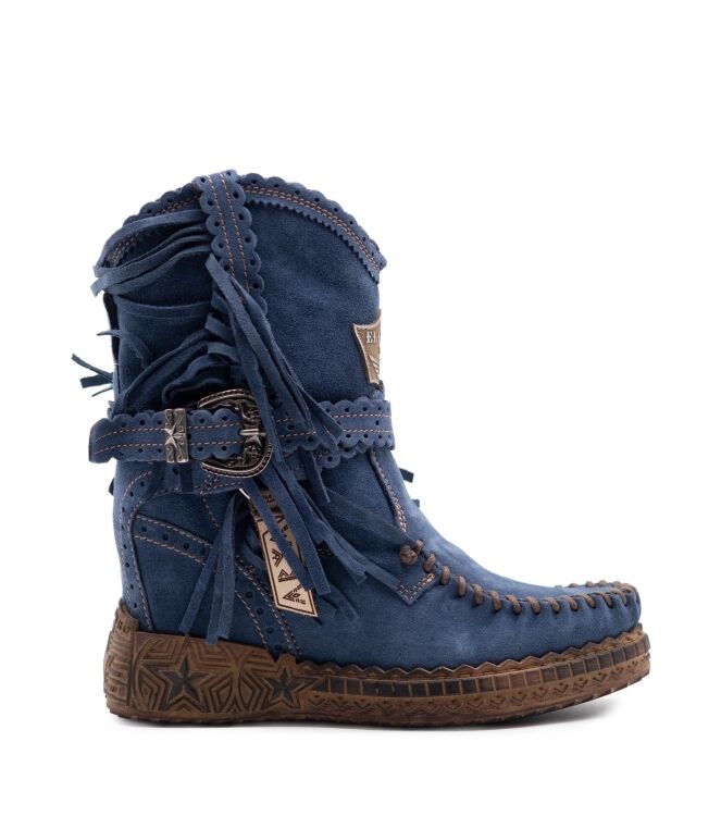 El Vaquero El Vaquero dames enkellaars sleehak blauw Arya Silverstone Ocean El Vaquero Dames Enkellaarzen met sleehak in Blauw online kopen