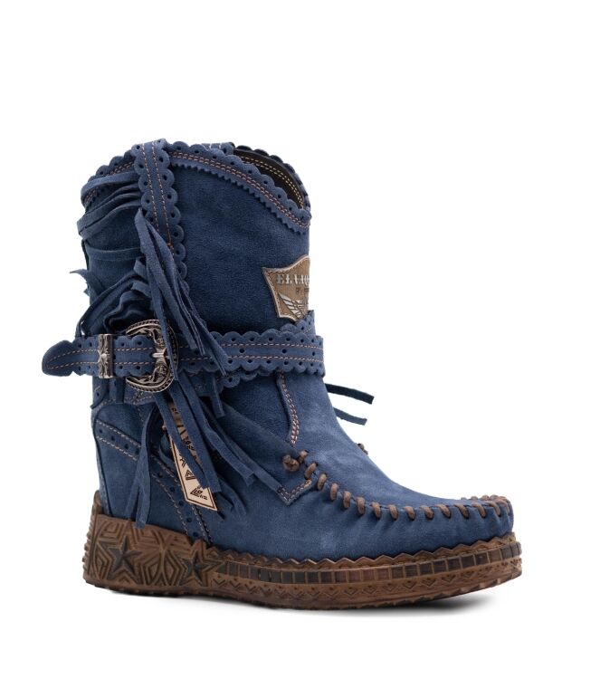 El Vaquero El Vaquero dames enkellaars sleehak blauw Arya Silverstone Ocean El Vaquero Dames Enkellaarzen met sleehak in Blauw online kopen