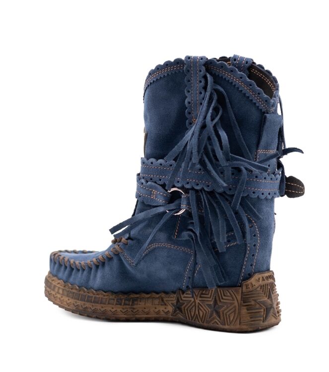 El Vaquero El Vaquero dames enkellaars sleehak blauw Arya Silverstone Ocean El Vaquero Dames Enkellaarzen met sleehak in Blauw online kopen