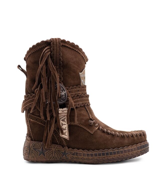 El Vaquero El Vaquero dames enkellaars sleehak bruin Arya Silverstone Chocolate El Vaquero Dames Enkellaarzen met sleehak in Bruin online kopen