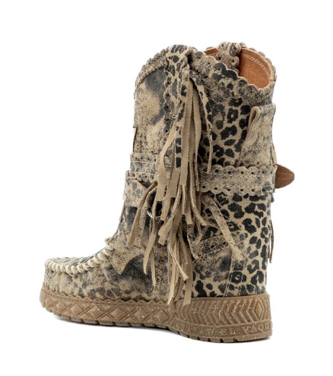 El Vaquero Dames Enkellaarzen met sleehak in Naturel Leomarble online kopen