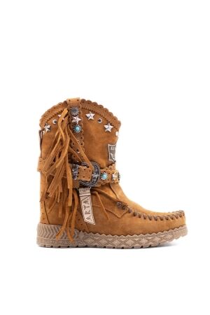 el vaquero dames enkelboots sleehak cognac