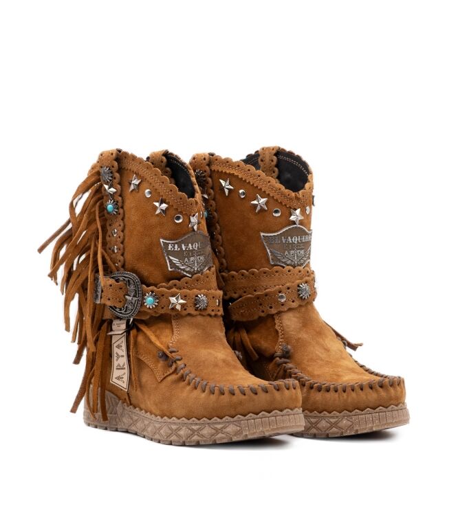 El Vaquero Dames Enkellaarzen met sleehak in Naturel online kopen