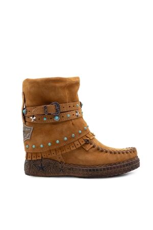 El Vaquero dames enkellaars sleehak cognac