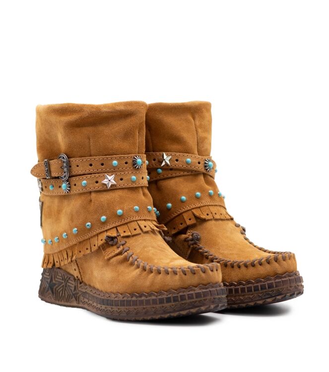 El Vaquero El Vaquero dames enkellaars sleehak cognac Melbourne Silverstone Mou El Vaquero Dames Enkellaarzen met sleehak in Naturel online kopen