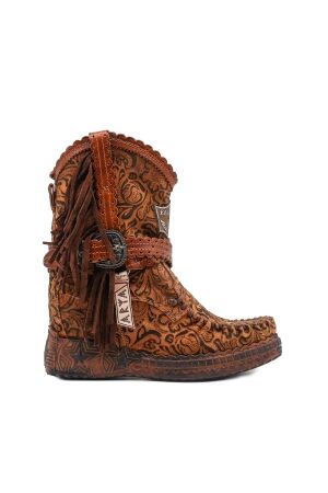 El Vaquero dames enkelboots sleehak castagn