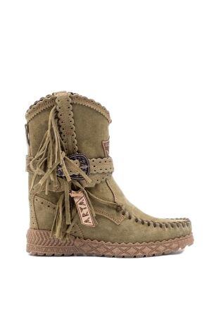 El Vaquero dames enkelboots sleehak groen
