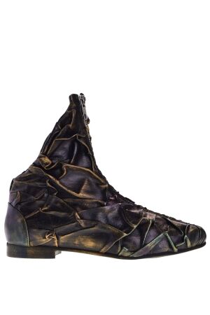 Papucei dames enkellaarsjes zwart brons