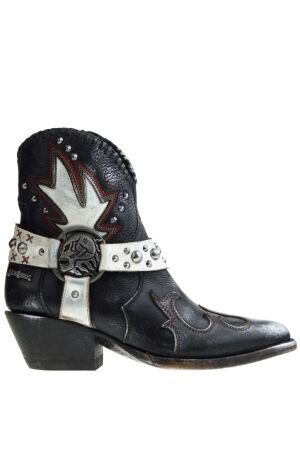 New Rock dames enkellaarsjes zwart combi