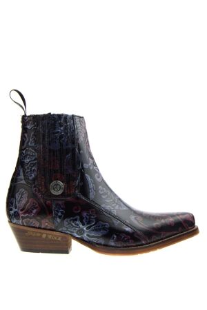 New Rock dames enkellaarsjes zwart flower