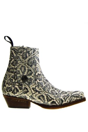 New Rock dames enkellaarsjes wit flower
