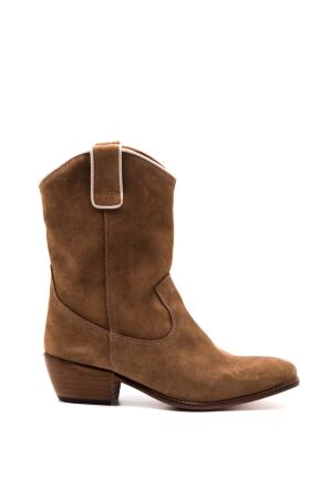 Belang dames enkellaarsjes bruin suede
