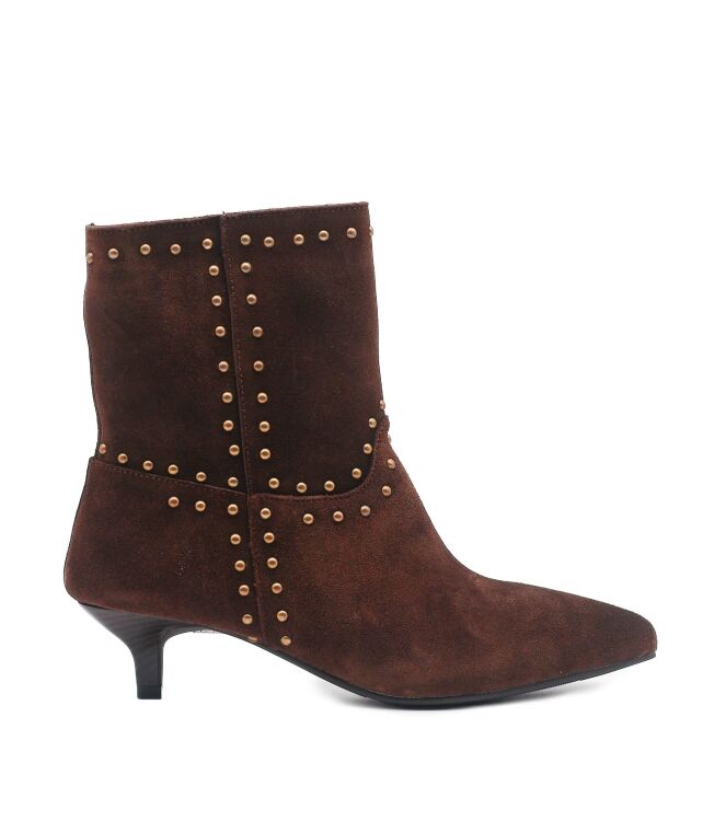La Strada La Strada dames enkellaarsjes bruin suede Dk Brown Cow Suede La Strada Dames Enkellaarzen Gevoerd in Bruin online kopen