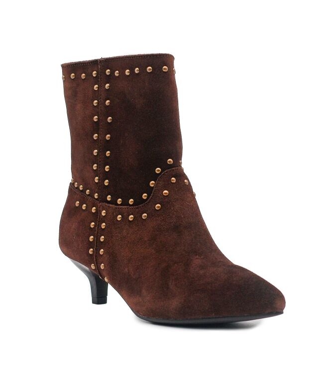 La Strada La Strada dames enkellaarsjes bruin suede Dk Brown Cow Suede La Strada Dames Enkellaarzen Gevoerd in Bruin online kopen