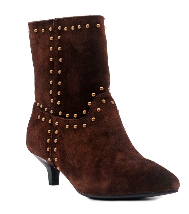 La Strada La Strada dames enkellaarsjes bruin suede Dk Brown Cow Suede La Strada Dames Enkellaarzen Gevoerd in Bruin online kopen