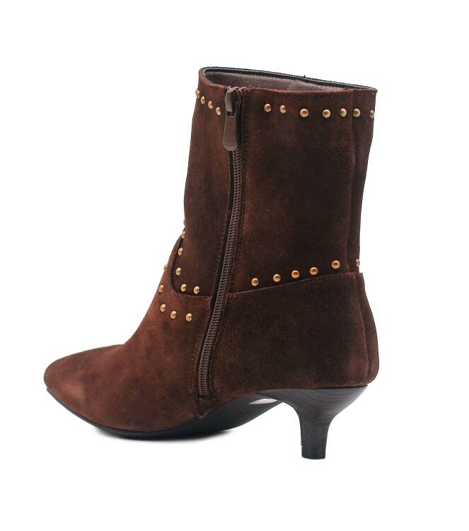 La Strada La Strada dames enkellaarsjes bruin suede Dk Brown Cow Suede La Strada Dames Enkellaarzen Gevoerd in Bruin online kopen
