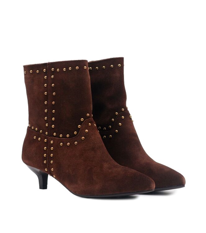 La Strada La Strada dames enkellaarsjes bruin suede Dk Brown Cow Suede La Strada Dames Enkellaarzen Gevoerd in Bruin online kopen