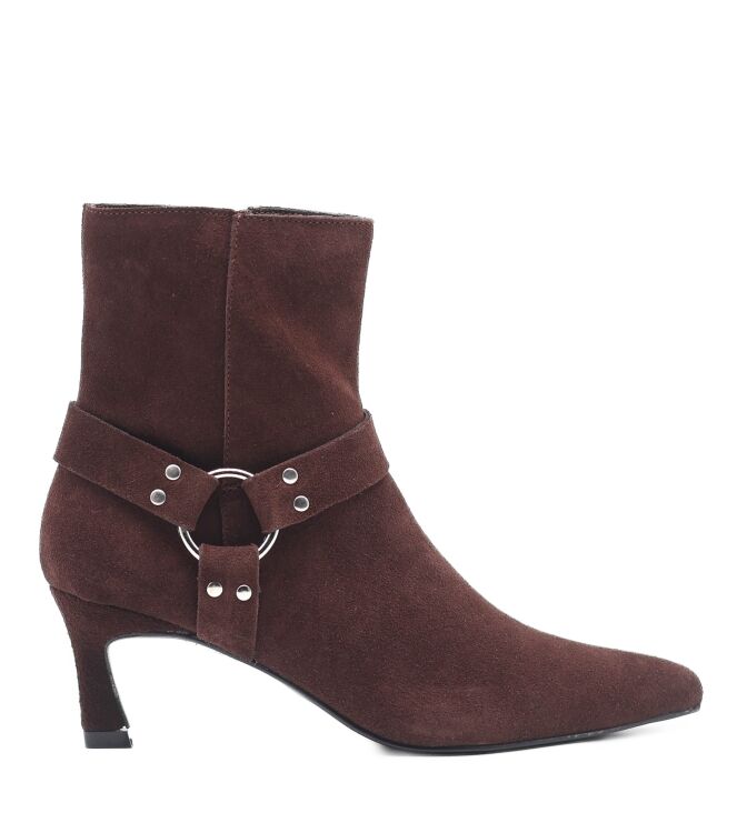La Strada La Strada dames enkellaarsjes donker bruin Dk Brown Cow Suede La Strada Dames Enkellaarzen in Bruin online kopen