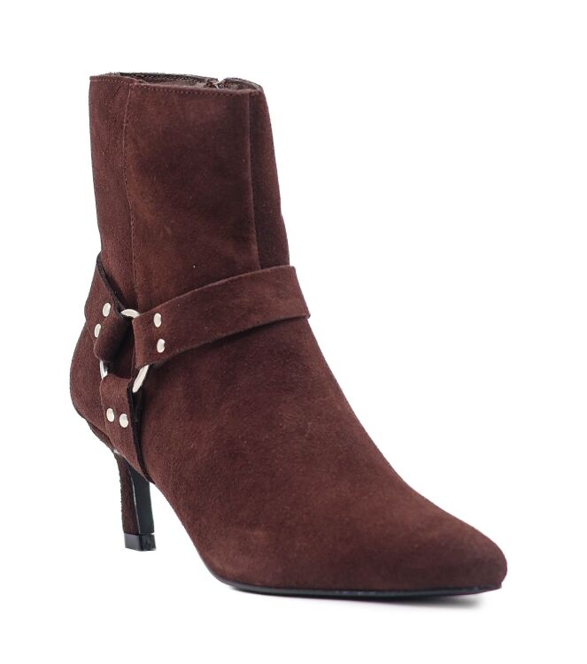 La Strada La Strada dames enkellaarsjes donker bruin Dk Brown Cow Suede La Strada Dames Enkellaarzen in Bruin online kopen