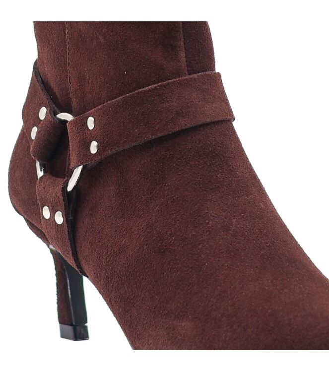 La Strada La Strada dames enkellaarsjes donker bruin Dk Brown Cow Suede La Strada Dames Enkellaarzen in Bruin online kopen