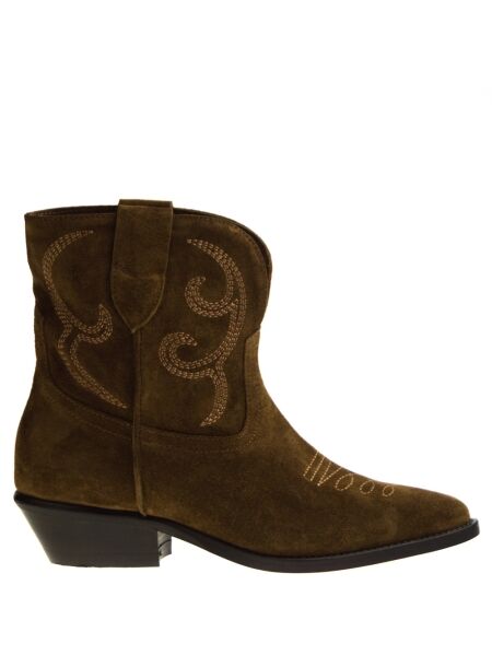 Julie dee Dames enkellaarsjes cognac suede