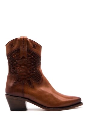 Cordwainer dames enkellaarsjes cognac