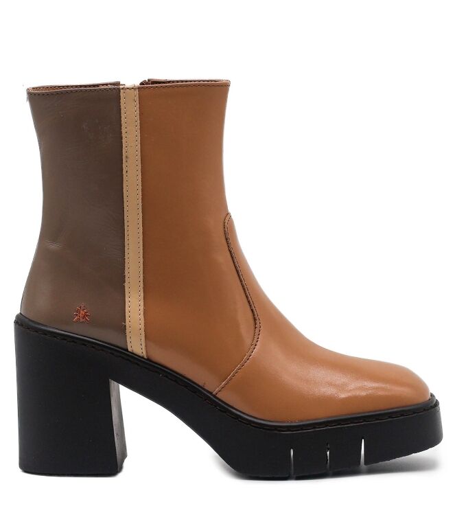Art Art dames enkellaarsjes naturel Nappa Shinny Capuchino Taupe Art Dames Enkellaarzen in Naturel online kopen