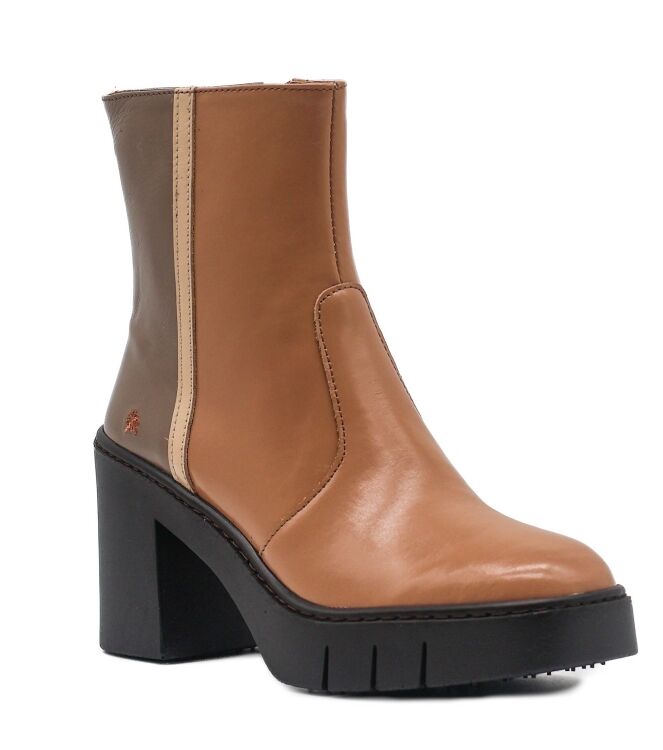 Art Art dames enkellaarsjes naturel Nappa Shinny Capuchino Taupe Art Dames Enkellaarzen in Naturel online kopen