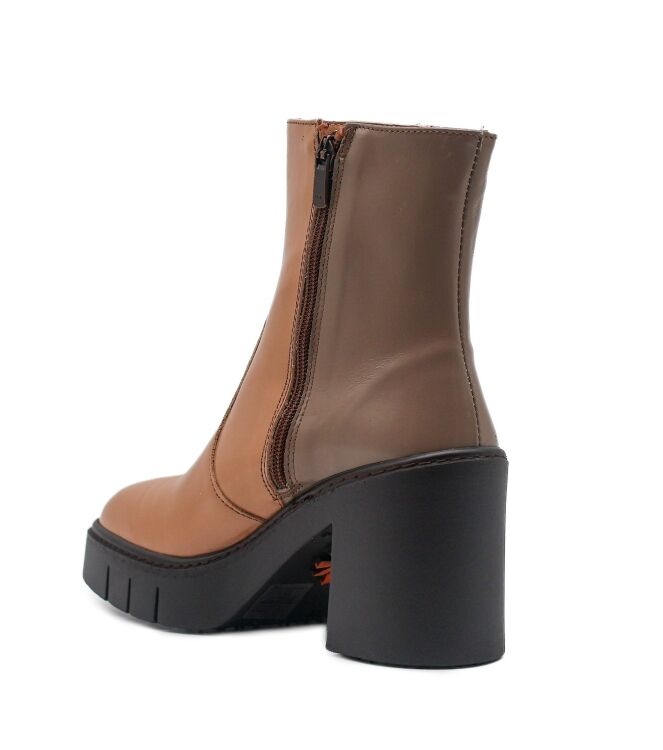 Art Art dames enkellaarsjes naturel Nappa Shinny Capuchino Taupe Art Dames Enkellaarzen in Naturel online kopen