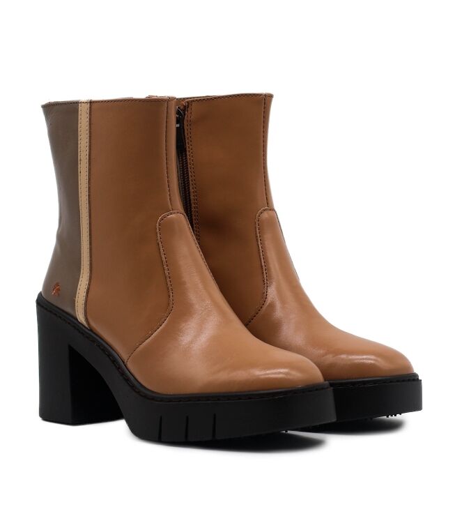 Art Art dames enkellaarsjes naturel Nappa Shinny Capuchino Taupe Art Dames Enkellaarzen in Naturel online kopen