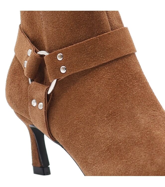 La Strada La Strada dames enkellaarsjes bruin Cognac Cow Suede La Strada Dames Enkellaarzen in Naturel online kopen