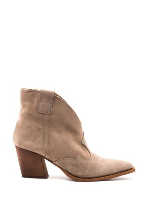 Belang dames enkellaarsjes beige suede