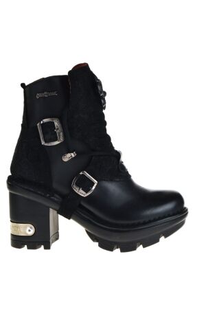 New Rock dames enkellaarsjes op hak zwart