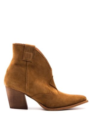 Belang dames enkellaarsjes naturel sued