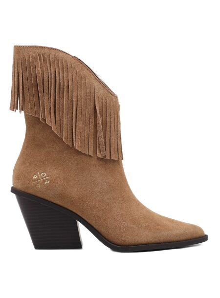 Popa Dames enkellaarsjes beige suede
