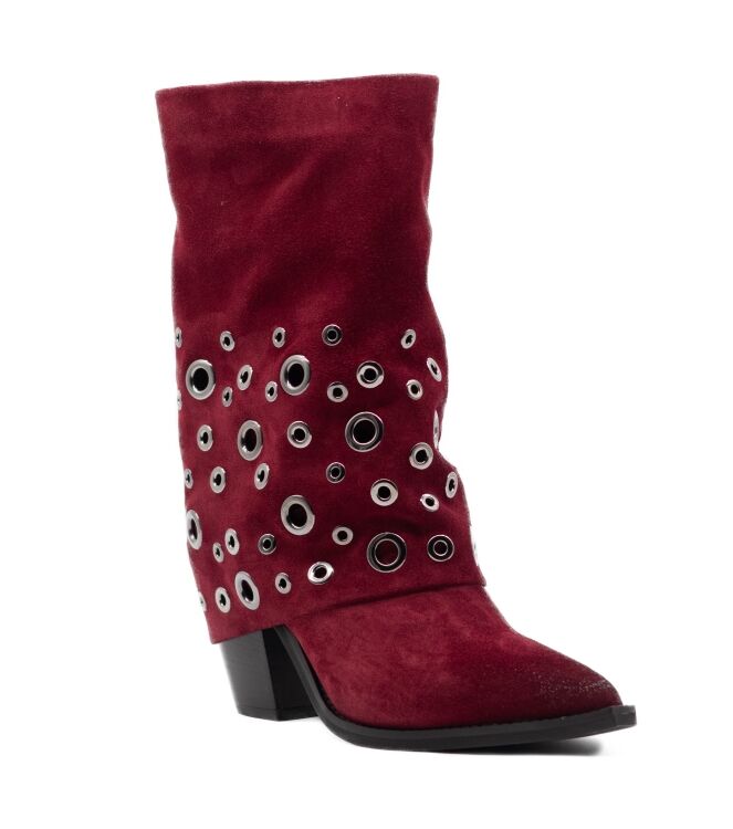 Julie Dee Julie Dee dames enkellaarsjes rood suede Crosta Amarone Julie Dee Enkellaarsjes met Hak in Rood online kopen