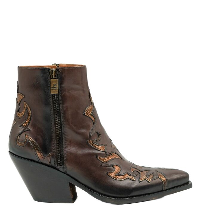 Jo Ghost Jo Ghost dames enkellaarsjes bruin combi Pellame Parma Col TDM Jo Ghost Dames Enkellaarsjes in Bruin online kopen