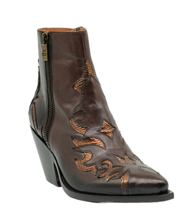 Jo Ghost Jo Ghost dames enkellaarsjes bruin combi Pellame Parma Col TDM Jo Ghost Dames Enkellaarsjes in Bruin online kopen