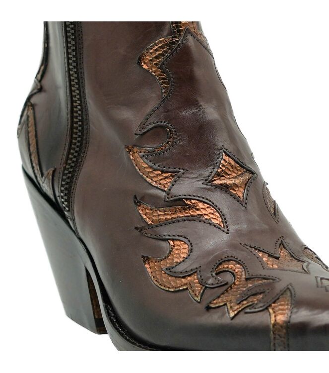 Jo Ghost Jo Ghost dames enkellaarsjes bruin combi Pellame Parma Col TDM Jo Ghost Dames Enkellaarsjes in Bruin online kopen