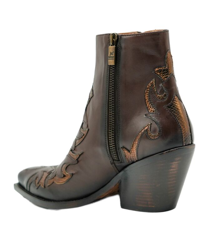 Jo Ghost Jo Ghost dames enkellaarsjes bruin combi Pellame Parma Col TDM Jo Ghost Dames Enkellaarsjes in Bruin online kopen