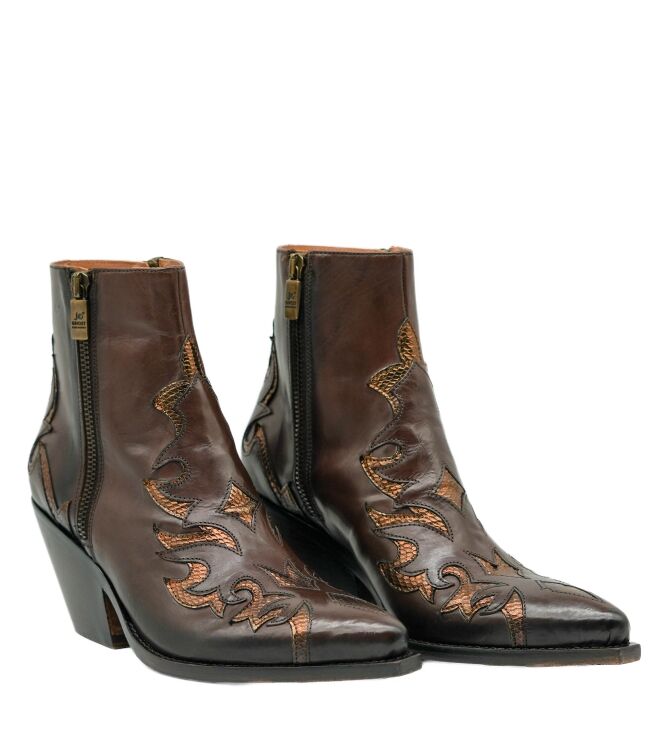 Jo Ghost Jo Ghost dames enkellaarsjes bruin combi Pellame Parma Col TDM Jo Ghost Dames Enkellaarsjes in Bruin online kopen