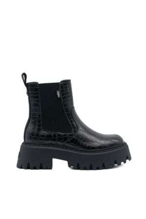 Buffalo dames enkelboots plateau zwart